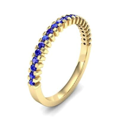 Extra-Thin Square Shared Prong Blue Sapphire Ring (0.24 CTW) Perspective View