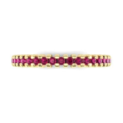 Extra-Thin Square Shared Prong Ruby Ring (0.24 CTW) Top Flat View