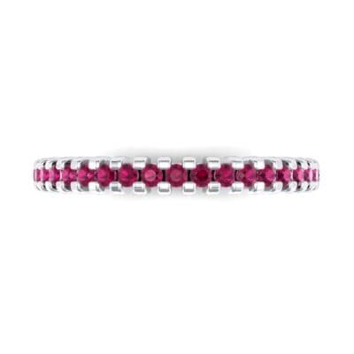 Extra-Thin Square Shared Prong Ruby Ring (0.24 CTW) Top Flat View