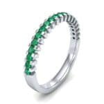 Thin Square Shared Prong Emerald Ring (0.38 CTW) Perspective View
