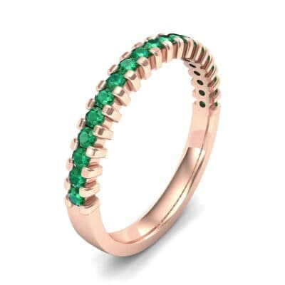 Thin Square Shared Prong Emerald Ring (0.38 CTW) Perspective View