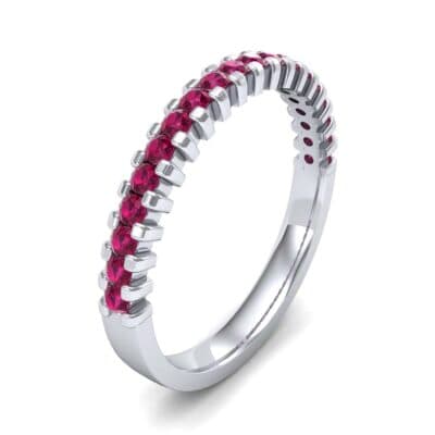Thin Square Shared Prong Ruby Ring (0.38 CTW) Perspective View