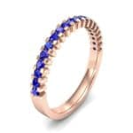 Thin Square Shared Prong Blue Sapphire Ring (0.38 CTW) Perspective View