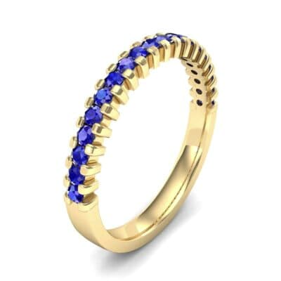 Thin Square Shared Prong Blue Sapphire Ring (0.38 CTW) Perspective View