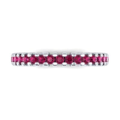 Thin Square Shared Prong Ruby Ring (0.38 CTW) Top Flat View