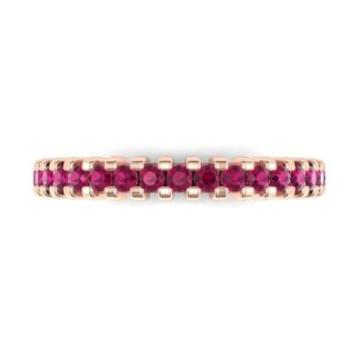 Thin Square Shared Prong Ruby Ring (0.38 CTW) Top Flat View