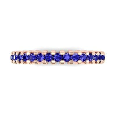 Thin Square Shared Prong Blue Sapphire Ring (0.38 CTW) Top Flat View