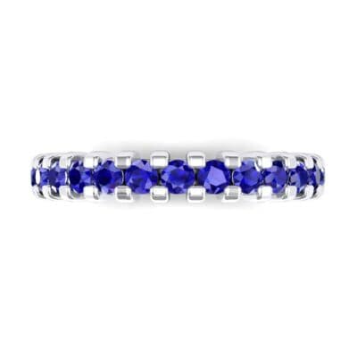 Square Shared Prong Blue Sapphire Ring (0.88 CTW) Top Flat View