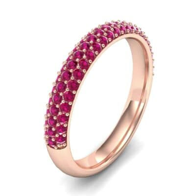 Three-Row Pave Ruby Ring (0.76 CTW) Perspective View