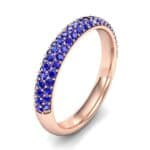 Three-Row Pave Blue Sapphire Ring (0.76 CTW) Perspective View