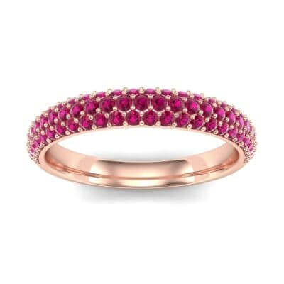Three-Row Pave Ruby Ring (0.76 CTW) Top Dynamic View