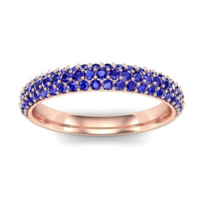 Three-Row Pave Blue Sapphire Ring (0.76 CTW) Top Dynamic View