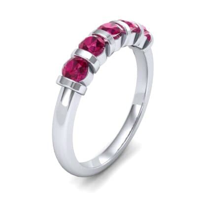 Round Bar-Set Five-Stone Ruby Ring (0.8 CTW) Perspective View