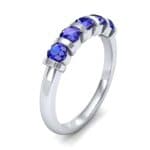 Round Bar-Set Five-Stone Blue Sapphire Ring (0.8 CTW) Perspective View