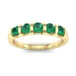 Round Bar-Set Five-Stone Emerald Ring (0.8 CTW) Top Dynamic View