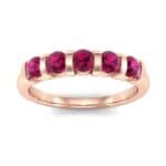 Round Bar-Set Five-Stone Ruby Ring (0.8 CTW) Top Dynamic View