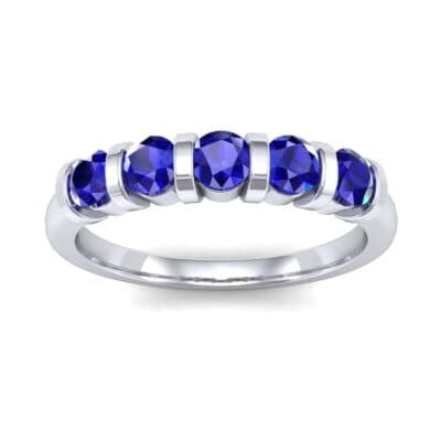Round Bar-Set Five-Stone Blue Sapphire Ring (0.8 CTW) Top Dynamic View