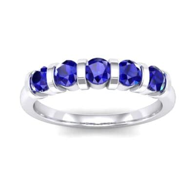 Round Bar-Set Five-Stone Blue Sapphire Ring (0.8 CTW) Top Dynamic View