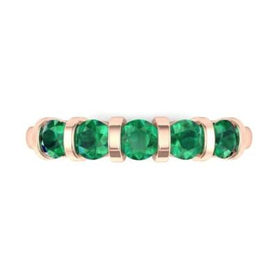 Round Bar-Set Five-Stone Emerald Ring (0.8 CTW) Top Flat View