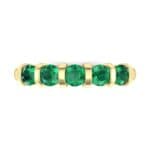 Round Bar-Set Five-Stone Emerald Ring (0.8 CTW) Top Flat View