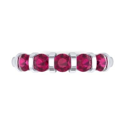 Round Bar-Set Five-Stone Ruby Ring (0.8 CTW) Top Flat View
