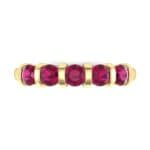 Round Bar-Set Five-Stone Ruby Ring (0.8 CTW) Top Flat View