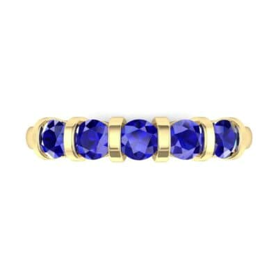 Round Bar-Set Five-Stone Blue Sapphire Ring (0.8 CTW) Top Flat View