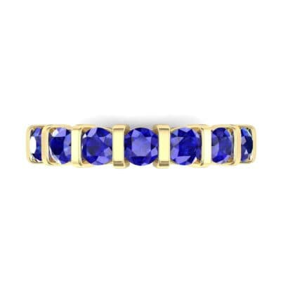 Bar-Set Seven-Stone Blue Sapphire Ring (1.12 CTW) Top Flat View