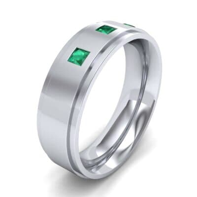 Stepped Edge Princess-Cut Trio Emerald Ring (0.18 CTW) Perspective View