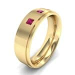 Stepped Edge Princess-Cut Trio Ruby Ring (0.18 CTW) Perspective View