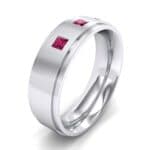 Stepped Edge Princess-Cut Trio Ruby Ring (0.18 CTW) Perspective View