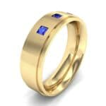 Stepped Edge Princess-Cut Trio Blue Sapphire Ring (0.18 CTW) Perspective View
