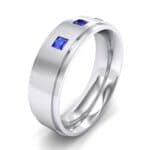 Stepped Edge Princess-Cut Trio Blue Sapphire Ring (0.18 CTW) Perspective View