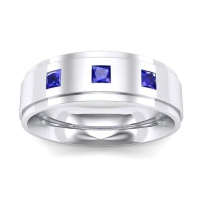 Stepped Edge Princess-Cut Trio Blue Sapphire Ring (0.18 CTW) Top Dynamic View