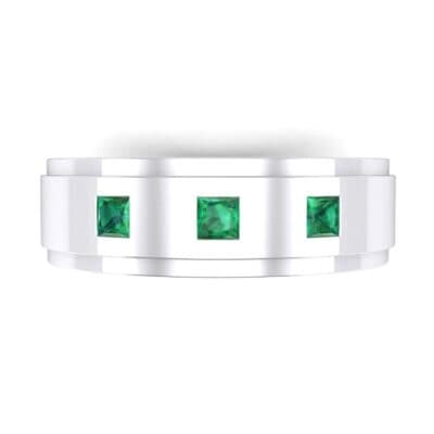 Stepped Edge Princess-Cut Trio Emerald Ring (0.18 CTW) Top Flat View