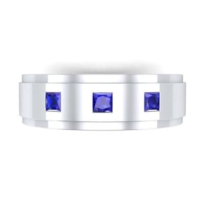 Stepped Edge Princess-Cut Trio Blue Sapphire Ring (0.18 CTW) Top Flat View