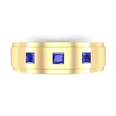 Stepped Edge Princess-Cut Trio Blue Sapphire Ring (0.18 CTW) Top Flat View