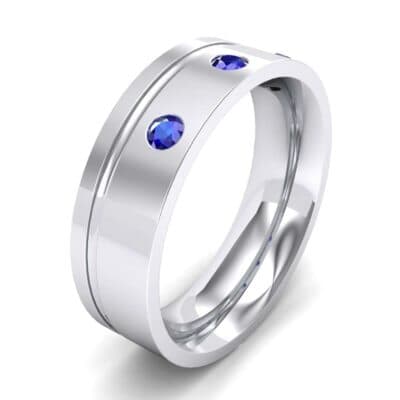 Round-Cut Trio Blue Sapphire Ring (0.2 CTW) Perspective View