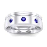 Round-Cut Trio Blue Sapphire Ring (0.2 CTW) Top Dynamic View