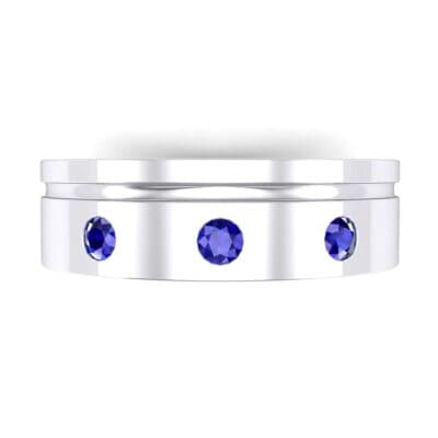 Round-Cut Trio Blue Sapphire Ring (0.2 CTW) Top Flat View
