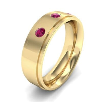 Stepped Edge Round-Cut Trio Ruby Ring (0.28 CTW) Perspective View