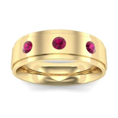 Stepped Edge Round-Cut Trio Ruby Ring (0.28 CTW) Top Dynamic View