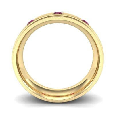 Stepped Edge Round-Cut Trio Ruby Ring (0.28 CTW) Side View