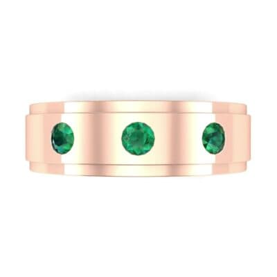 Stepped Edge Round-Cut Trio Emerald Ring (0.28 CTW) Top Flat View