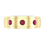 Stepped Edge Round-Cut Trio Ruby Ring (0.28 CTW) Top Flat View