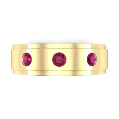 Stepped Edge Round-Cut Trio Ruby Ring (0.28 CTW) Top Flat View