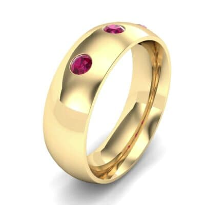 Rounded Three-Stone Ruby Ring (0.28 CTW) Perspective View