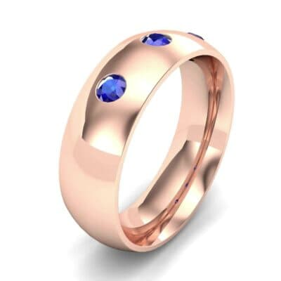 Rounded Three-Stone Blue Sapphire Ring (0.28 CTW) Perspective View