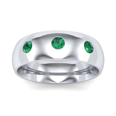 Rounded Three-Stone Emerald Ring (0.28 CTW) Top Dynamic View