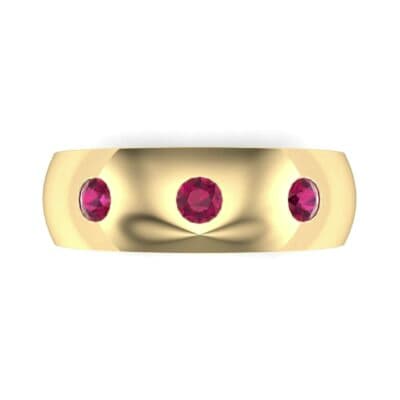 Rounded Three-Stone Ruby Ring (0.28 CTW) Top Flat View
